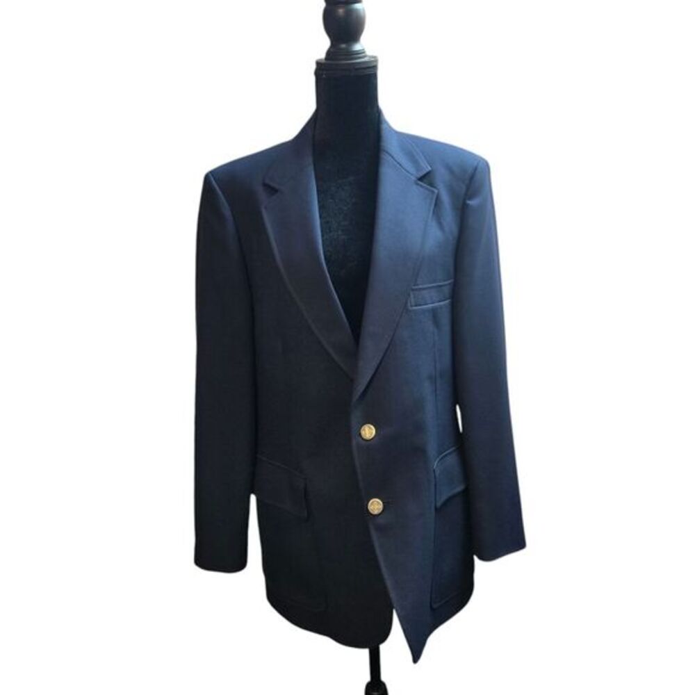 70-80's Johnny Carson Georgia Navy Blue Gold Button Blazer‎ SEE DESC